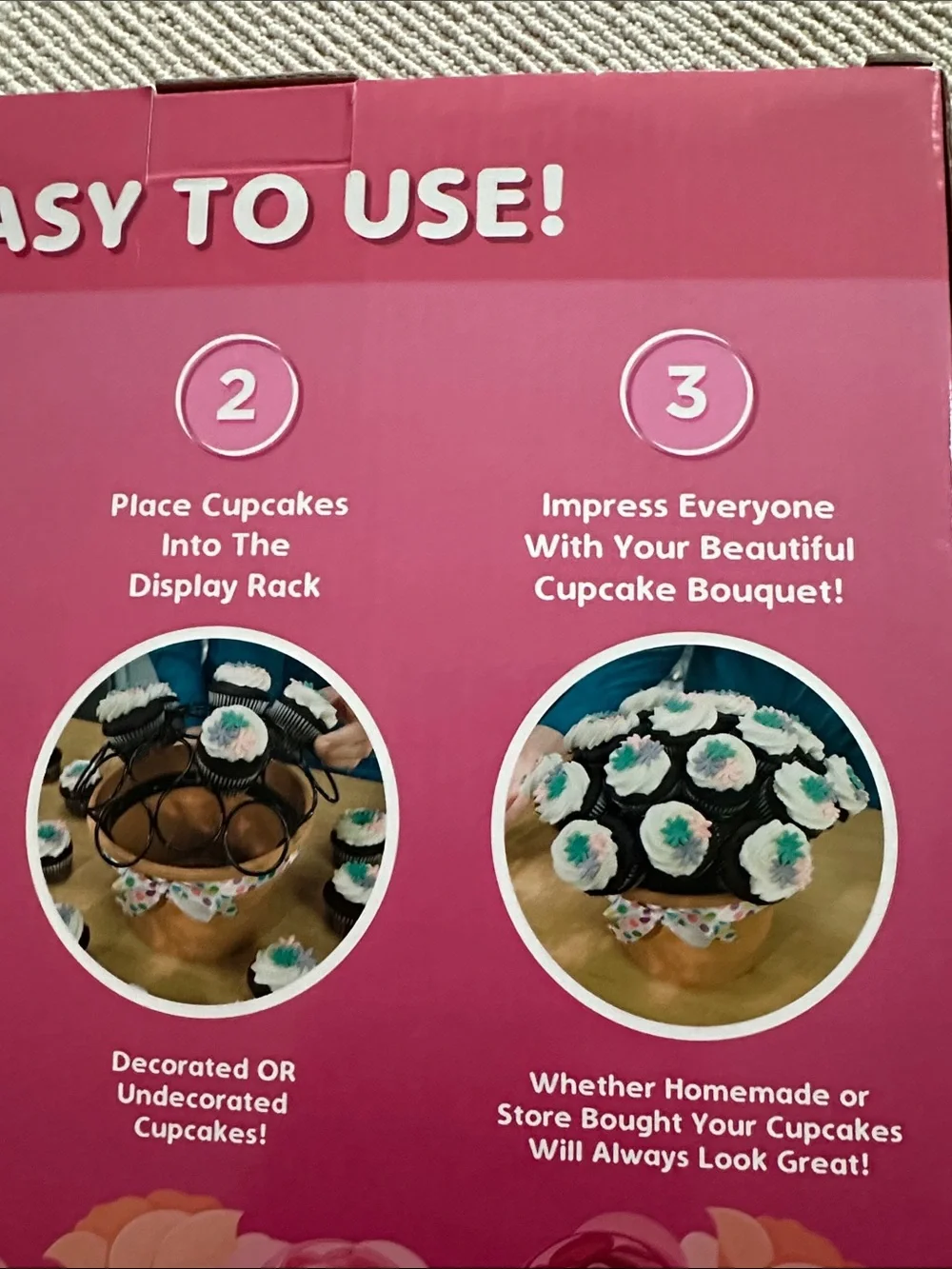 Pink Cupcake Display - Decorate & Present Cupcake Bouquets